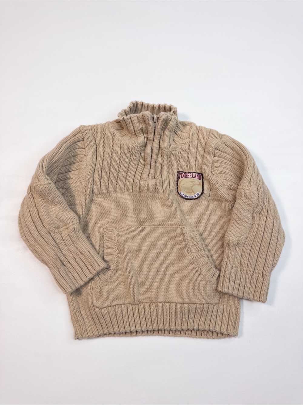 Timberland Tan‎ Ribbed Half-Zip Sweater with Patch 24M